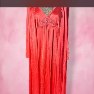 Elegant Coral Pink Lace Nightgown